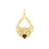 Celtic Knotwork Yellow Gold Pendant with Heart Gemstone GPD5292
