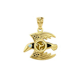 Behind the Mystery of the Mythical Raven 14K Yellow Gold Jewelry Pendant with Gemstone GPD5381