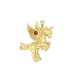 Mythical Unicorn Solid Gold Pendant with Gemstone GPD5401