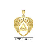 Feel the Tranquil in Angels Wings Solid Gold Pendant with Triquetra GPD5457