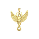 Solid Gold Winged Goddess Pendant GPD5470