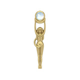 Solid Gold Goddess with Crescent Moon Pendant with Gem GPD5472