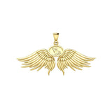 Guardian Angel Wings Solid Gold Pendant with Capricorn Zodiac Sign GPD5512