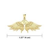 Guardian Angel Wings Solid Gold Pendant with Capricorn Zodiac Sign GPD5512