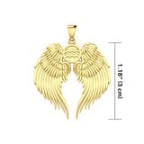 Guardian Angel Wings Solid Gold Pendant with Aquarius Zodiac Sign GPD5513