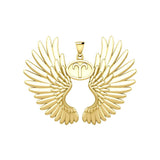 Guardian Angel Wings Solid Gold Pendant with Aries Zodiac Sign GPD5515