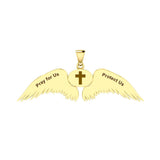 Guardian Angel Wings Solid Gold Pendant with Gemini Zodiac Sign GPD5517