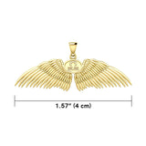 Guardian Angel Wings Solid Gold Pendant with Libra Zodiac Sign GPD5521