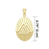 Solid Gold Viking Valknut Oval Pendant Jewelry GPD5615