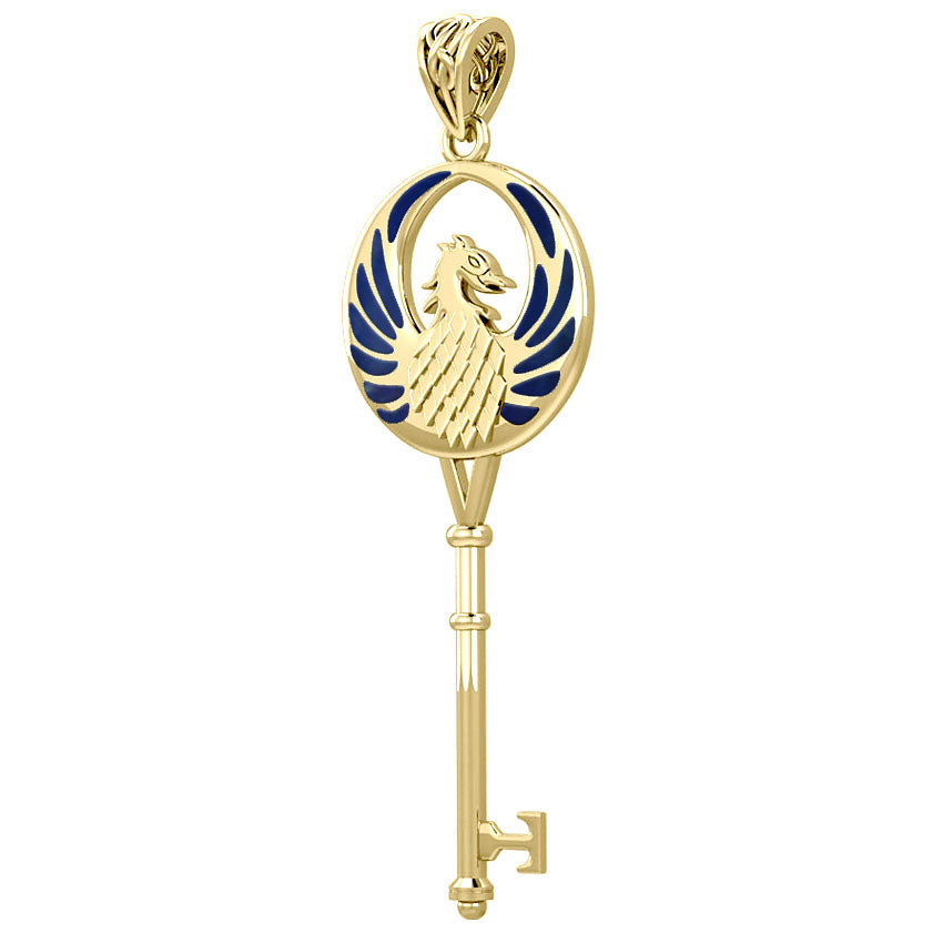 Phoenix Spiritual Enchantment Key Solid Gold Pendant GPD5685