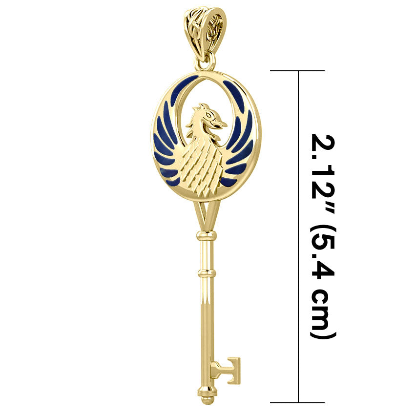 Phoenix Spiritual Enchantment Key Solid Gold Pendant GPD5685