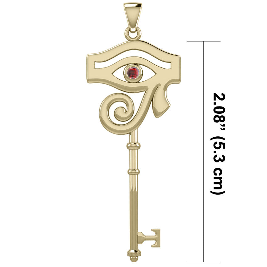 The Eye of Horus Spiritual Enchantment Key Solid Gold Pendant with Gem GPD5711