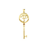 Om Symbol Spiritual Enchantment Key Solid Yellow Gold Pendant with Gem GPD5712