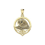Celtic Owl Solid Gold Pendant GPD5718
