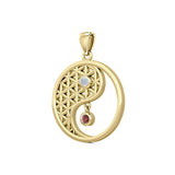 Yin Yang Flower of Life Solid Gold Pendant with Gem GPD5733