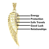Celtic Angel Wing with Rune Symbols Solid Gold Pendant GPD5736