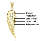 Celtic Angel Wings with Rune Symbols Solid Gold Pendant GPD5736