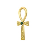 Celtic Ankh 14 K Solid Gold Pendant with Gem GPD5812