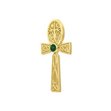 Celtic Ankh Tree of Life 14 K Solid Gold Pendant with Gem GPD5813