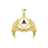 Angel Wings Recovery Pendant Solid Yellow Gold with Gemstone GPD5840