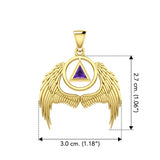 Angel Wings Recovery Pendant Solid Yellow Gold with Gemstone GPD5840