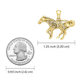 Celtic Running Horse 14K Yellow Gold Pendant GPD5861
