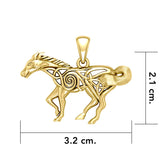 Celtic Running Horse 14 K Solid Gold Pendant GPD5861