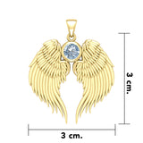 Guardian Angel Wings Solid Gold Pendant with Birthstone GPD5866