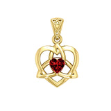 The Small Celtic Trinity Heart 14K Yellow Gold Pendant with Gemstone GPD5913