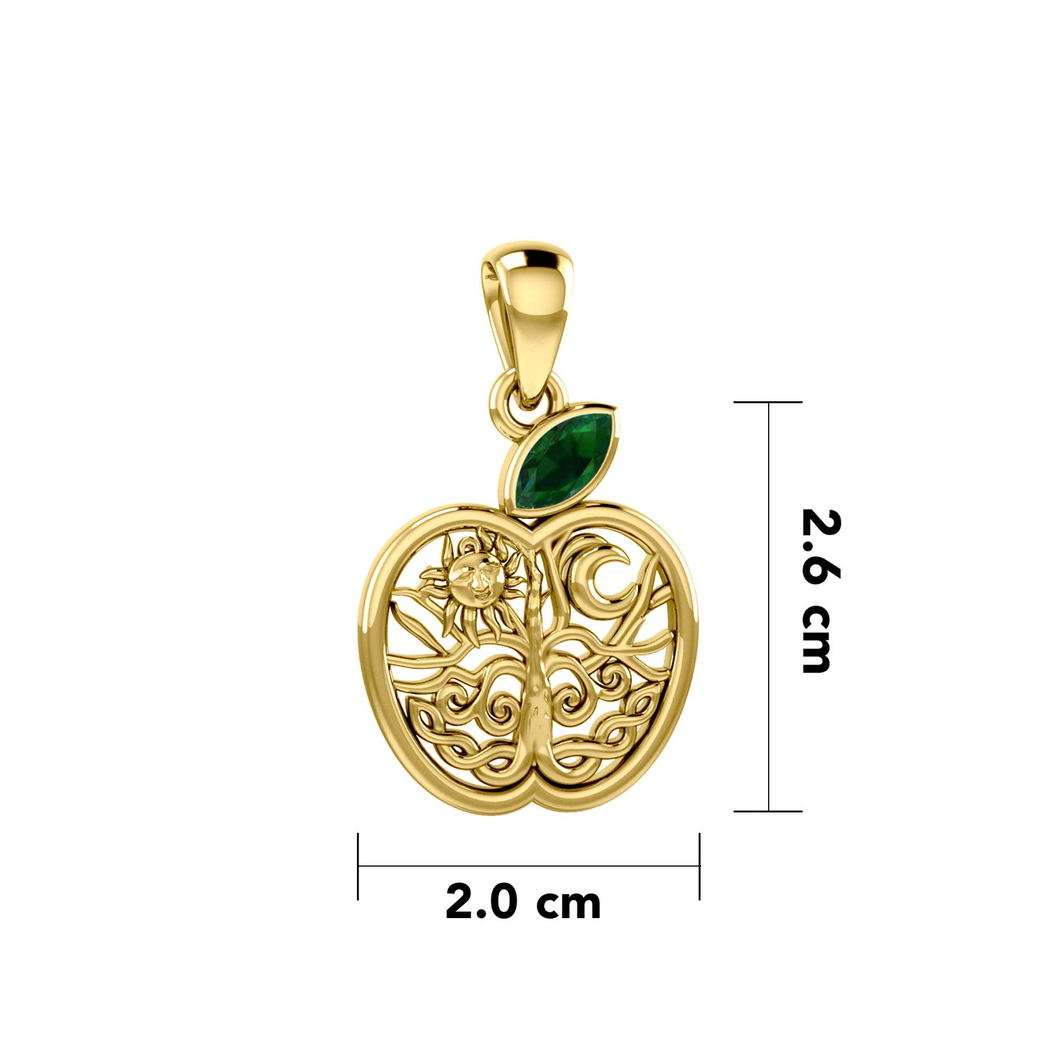 Celtic Spiritual Fruit Apple with Tree of Life 14K Solid Gold Pendant with Gemstone GPD5986