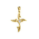 A beautiful statement of pride and faith Celtic Cross 14K Solid Gold Pendant with Gemstone GPD5988