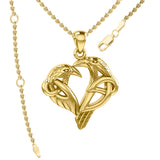 Love of The Mythical Celtic Heart Raven Yellow Gold Jewelry Pendant GPD6025
