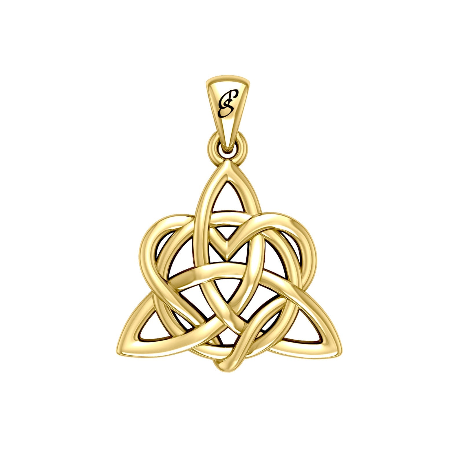 Elegance: Yellow Gold Enchanted Magic Celtic Triquetra Heart Pendant - GPD6195 by Peter Stone