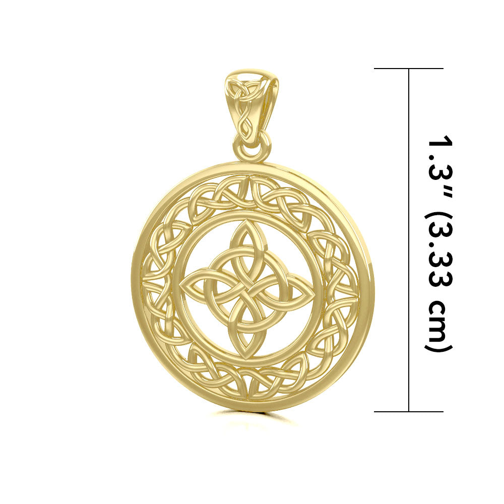 Embrace Eternal Unity: Celtic Four Point Knot Solid Gold Pendant - GPD728 | Symbolize the Infinite Connection