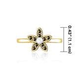 Flower with Pearl and Marcasite 14 K Solid Gold Ring GRI1867