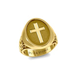 Modern Cross Solid Gold Signet Men Ring GRI1963