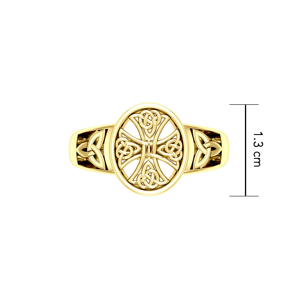 Celtic Cross 14 K Solid Gold Ring GRI2292