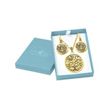 Together we are the Tree of Life Solid Gold Pendant Chain and Earrings Box Set GSET007