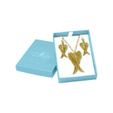 Wings of a Guardian Angel  Solid Gold Pendant Chain and Earrings Box Set GSET009