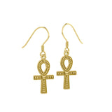 Ankh Spiritual Solid Gold Earrings GTE1157