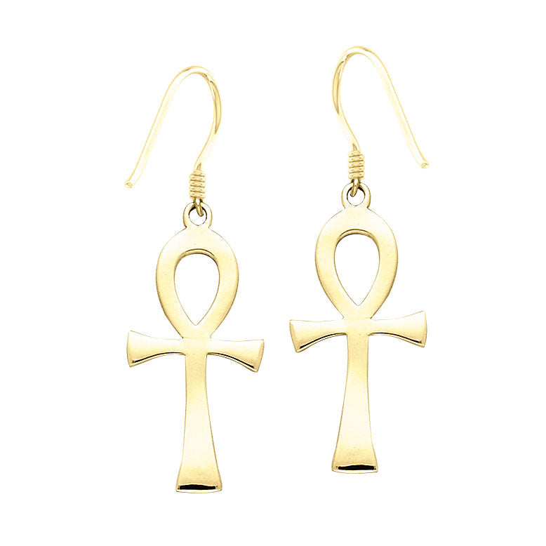 Large Ankh Solid Gold Earrings GTE2040