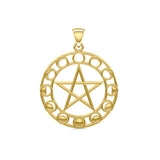 Phases of the Moon Pentacle Solid Gold Pendant GTP1038