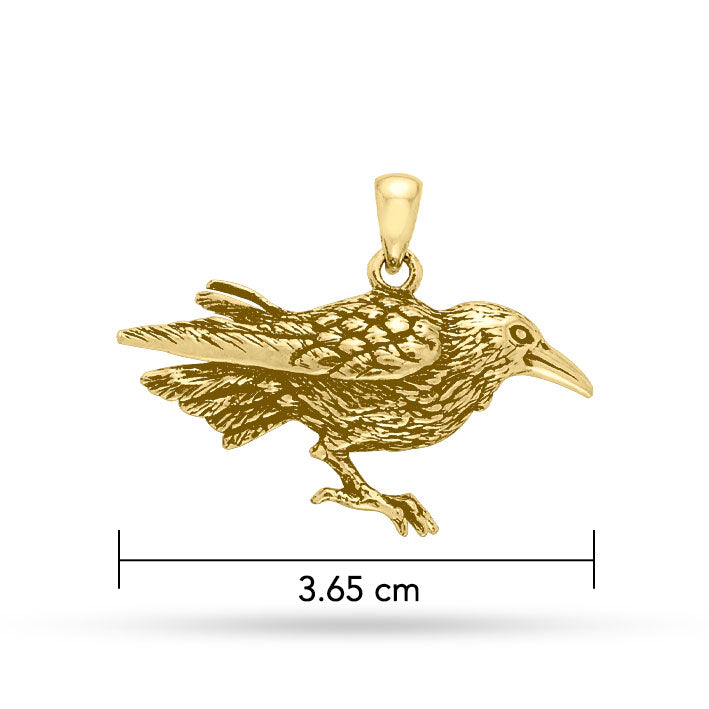 Haunted by the Mythical Raven Gold Jewelry Pendant GTP1439