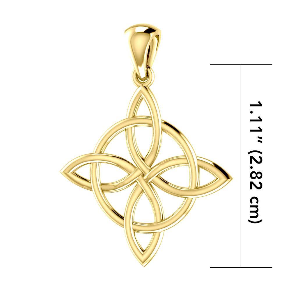 Celtic Quaternary Knot Solid Gold Pendant GTP554 - Jewelry