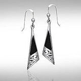 Silver Filigree Earrings with Gem Inlay JE198 - Jewelry