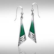 Silver Filigree Earrings with Gem Inlay JE198 - Jewelry