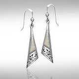 Silver Filigree Earrings with Gem Inlay JE198 - Jewelry