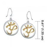 Om Gold Accent Silver Earrings MER1345 - Jewelry