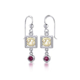 Cancer Zodiac Sign Silver and Gold Earrings Jewelry with Ruby MER1772 - Jewelry