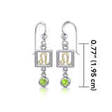 Leo Zodiac Sign Silver and Gold Earrings Jewelry with Peridot MER1773 - Jewelry